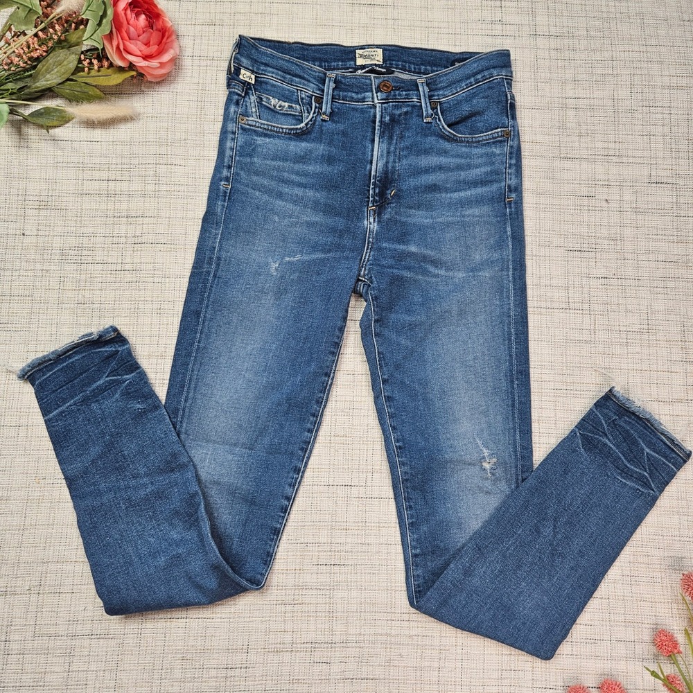 Citizens of Humanity Rocket High Rise Skinny Jeans Blue‎ Distressed 1416C-989 28